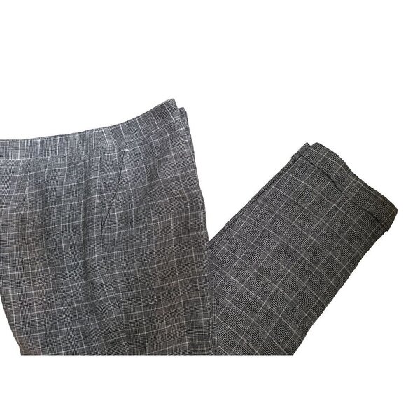 GIESSO Linen Trousers Pants Gray Tartan Checks Size 8 - Picture 7 of 14